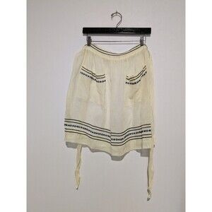Vintage 50s Yellow Semi Sheer Half Apron Ribbon Trim Ric Rac 2 Pockets Exc